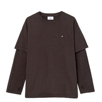 COTTON DYED LAYERED T-SHIRT (Brown)