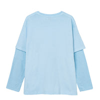 COTTON DYED LAYERED T-SHIRT (Light Blue)
