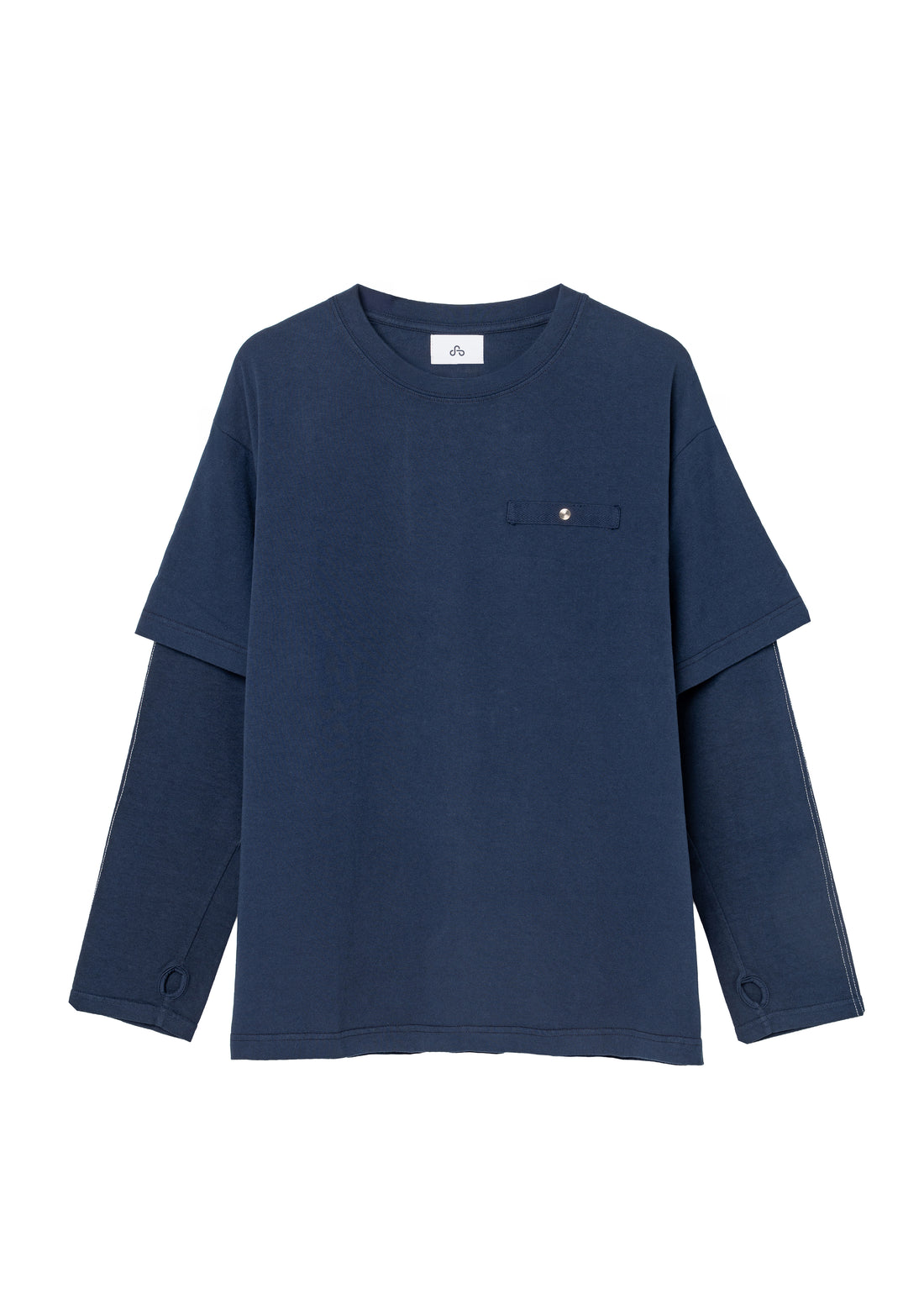 COTTON DYED LAYERED T-SHIRT (Navy)