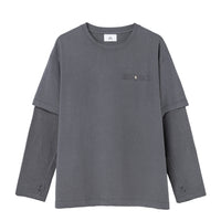 COTTON DYED LAYERED T-SHIRT (Gray)