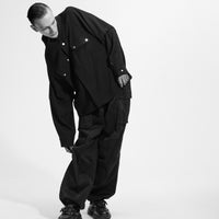 NO COLLAR UNIFORM SHIRT (Black)