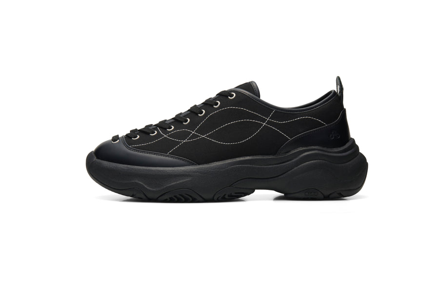SUNLIGHT PRIMA Black | Leather & Canvas Platform Sneakers | OAO