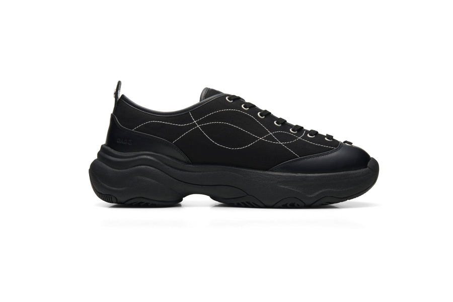 SUNLIGHT PRIMA Black | Leather & Canvas Platform Sneakers | OAO