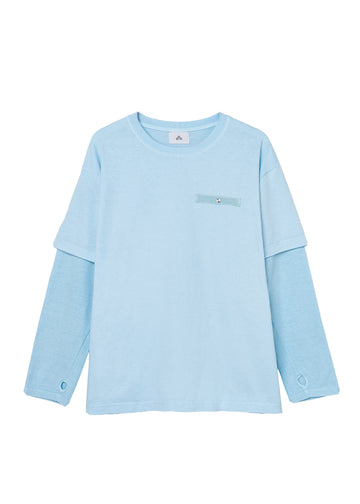 COTTON DYED LAYERED T-SHIRT (Light Blue)